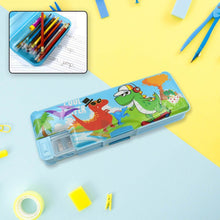 Plastic Multipurpose Compass Box – Double Deck Pencil Case with 2 Compartments & Cartoon Organizer (1 Pc, Mix Design) - dailyneed.life