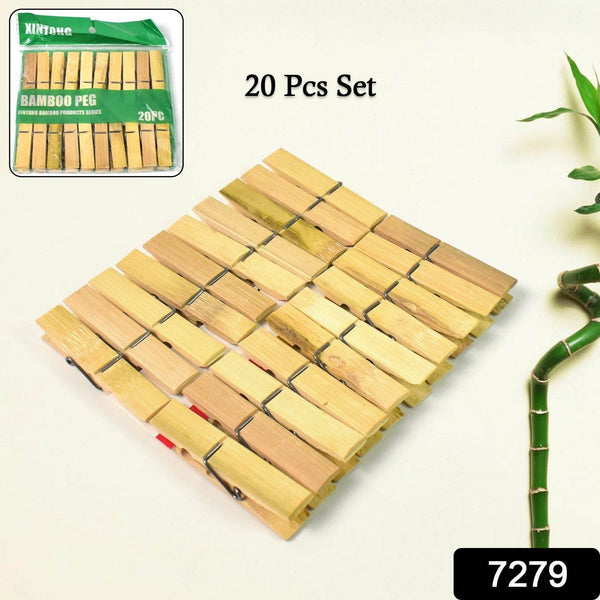 Heavy Duty Bamboo Wooden Cloth Clips / Pegs (20 Pcs Set) - dailyneed.life
