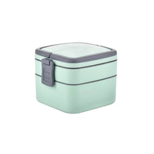 GREEN DOUBLE-LAYER PORTABLE LUNCH BOX STACKABLE WITH CARRYING HANDLE AND SPOON LUNCH BOX , Bento Lunch Box - dailyneed.life
