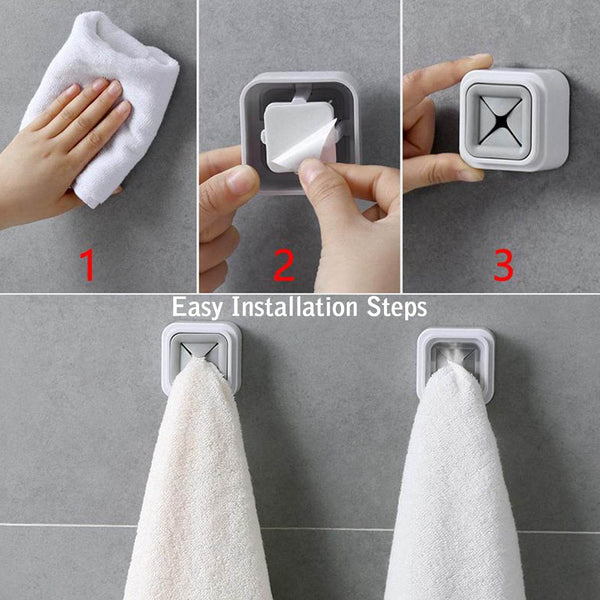 4 Pc Towel Holder – Easy Wall Mount for Bathroom & Kitchen Towel Hanging. - dailyneed.life