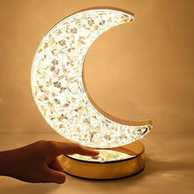 Crystal Table Lamp | Moon Shape Touch Control Lamp with 3 Color | Metal Bedside Lamp for Kids Bedroom Romantic Desktop Nightstand | Stepless Dimming USB Charging Touch Night Light - dailyneed.life