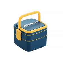 Customized BLUE DOUBLE-LAYER PORTABLE LUNCH BOX STACKABLE WITH CARRYING HANDLE AND SPOON LUNCH BOX , Bento Lunch Box - dailyneed.life