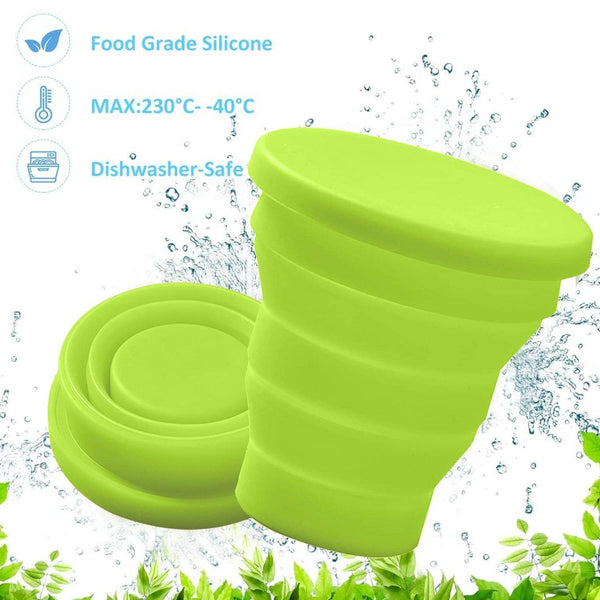 Round Silicone Foldable Glass / Cup, Foldable Travel Mug With Lid (1 Pc) - dailyneed.life