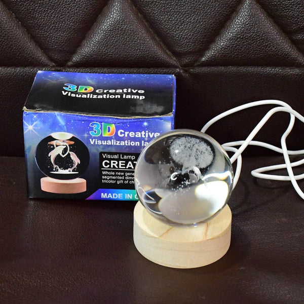 Crystal Ball Night Light Glass Ball Night Lamp with Wood Base - dailyneed.life