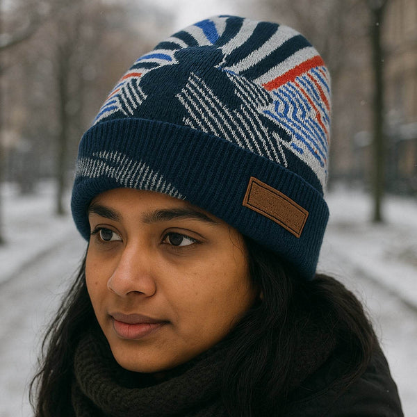 Cap for Winter Woolen Knitted Black Inside Fur Caps (1 Pc / Mix Design & Color) - dailyneed.life