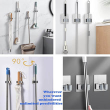 Stainless Steel Mop Broom Holder Organizer, With Glue 6gm Adhesive Wall Mounted Mop Organizer Storage Rack Clip Heavy Duty Broom Hanger for Laundry Room Garden Tool Holder Bathroom Accessories (1 Pc) - dailyneed.life