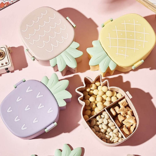 Kids Lunch Box Cute Pineapple Shaped Bento Box with Fork Spoon Snack Container Microwave Portable Office Lunch Box (1 Pc / With Spoon & Fork) - dailyneed.life