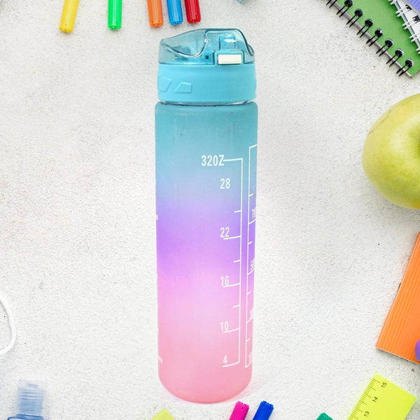 Plastic Colorful Motivational Water Bottle with Straw (900 ML) - dailyneed.life