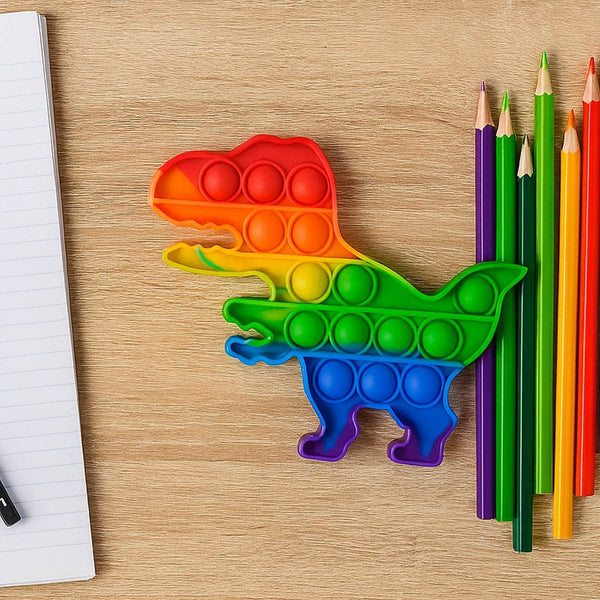 Dinosaur Shaped Rainbow Pop It Fidget Toy (1 Pc) - dailyneed.life