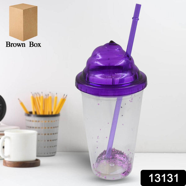 High Quality Plastic Creative Cold Drink Cup / Tumble, Reusable Tea Coffee Tumbler with Lid and Straw, Double Wall Plastic Drinking Sport Bottle, Travel Tumbler (1 Pc / Mix Color) - dailyneed.life