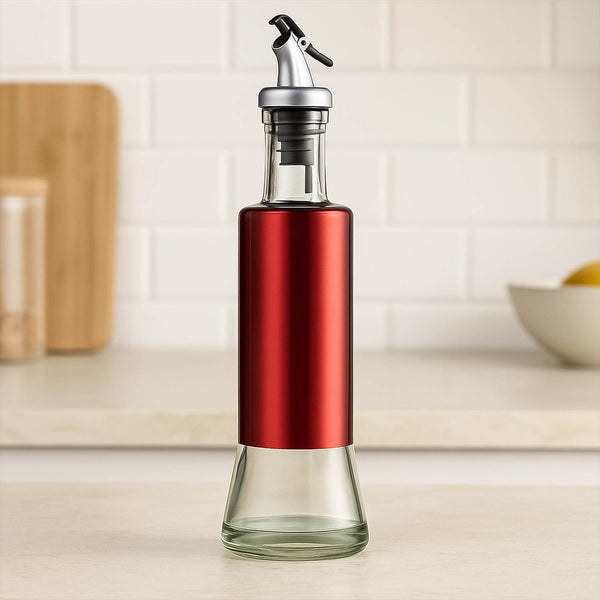 Glass Oil Dispenser with Plastic Covering, Oil and Vinegar Bottle (300 ml) - dailyneed.life
