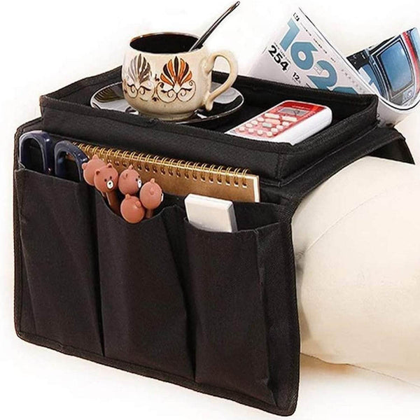 Sofa Arm Rest Hanging Storage Bag, Storage Bag for Sofa Ideal for Sorting Magazines Books (Black) - dailyneed.life
