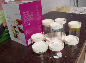 Multipurpose Plastic Transparent Storage Containers Masala Box Dabba Spice, Plastic Masala Spices Container Set Capacity With Airtight Lid Kitchen Pantry Organizer For Salt Mukhwas Box With Tray (8 Pc Set) - dailyneed.life