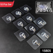 Self Adhesive Transparent Sticky Plastic & Stainless Steel Wall Hooks (10 Pcs Set) - dailyneed.life