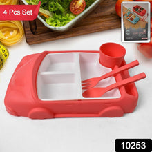 Kid's Car Shaped Plates Cup / Lunch Box Dinnerware Set (4 Pcs Set / 1000 ML Lunch Box) - dailyneed.life