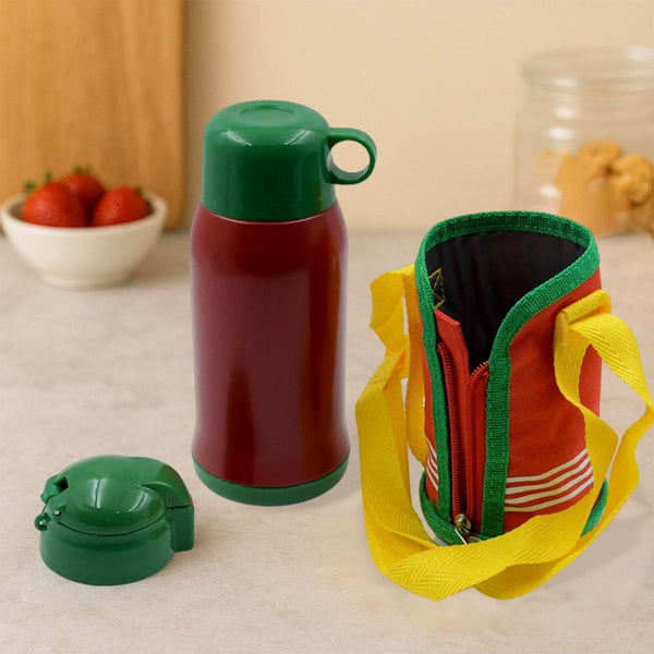 Premium Stainless Steel Insulated Sipper Bottle Print Water FlaskCartoon Vacuum Hot Cold For Kids / Travelling Water Bottle for Kids with up Straw, Double Wall Thermos with Straw & Bottle Zippe Cover For office/Gym/School (550 ML) - dailyneed.life