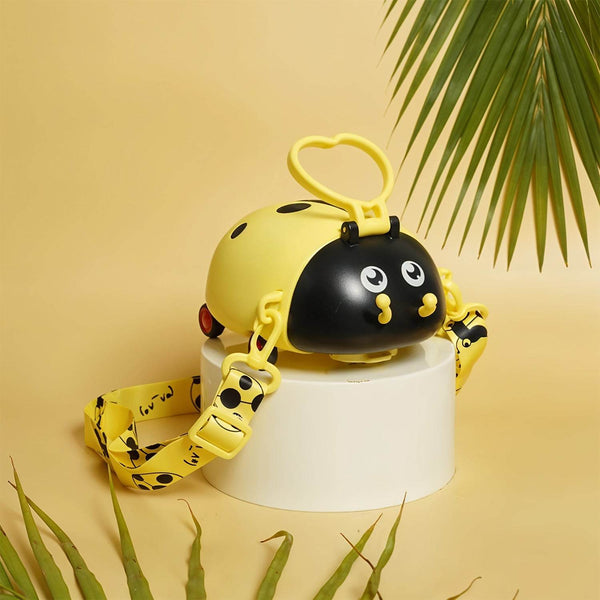 Cute Plastic Bug Shape Water Bottle with adjustable shoulder strap, 4 wheel & Straw, portable drinking cup Water Bottle For Kids | Water Bottle | Return Gift For Kids | Water Bottle With Straw | School Kinds Water Bottle (1 Pc) - dailyneed.life
