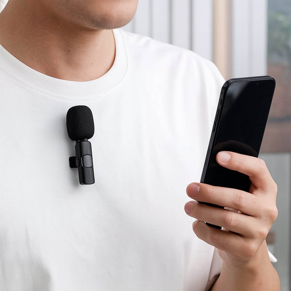 Intelligent Noise Cancelling Live Streaming Clip on Microphone for Type-C & for iPhone with Charging Mini Wireless Lapel Collar Microphone - dailyneed.life