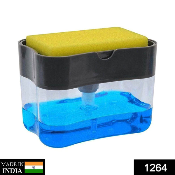 2-in-1 Liquid Soap Dispenser on Countertop with Sponge Holder - dailyneed.life