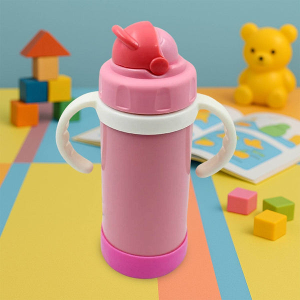 Stainless Steel Water Bottle With Handle & Straw Leak Proof, Rust Proof, Hot & Cold Drinks, Gym Sipper BPA Free Food Grade Quality, Steel fridge Bottle For office / Gym / School (350 Ml) - dailyneed.life