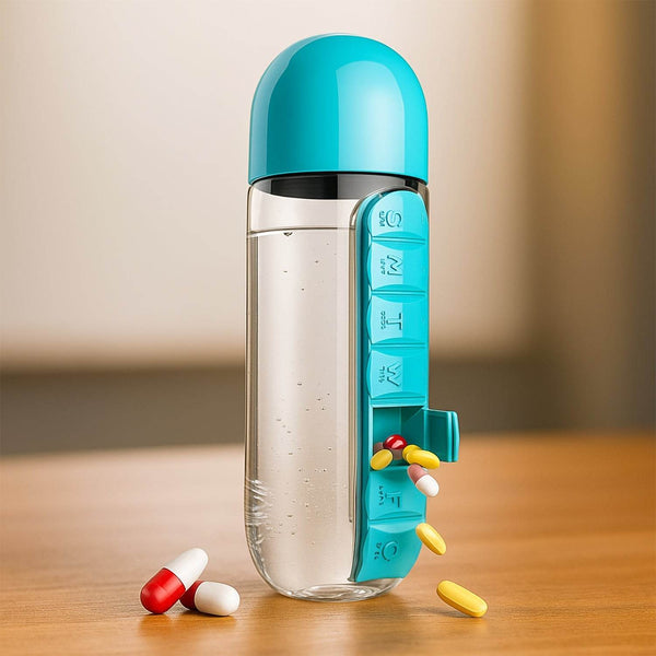 Multi-Use Pill & Water Bottle for Travel (600 Ml, Mix Color) - dailyneed.life
