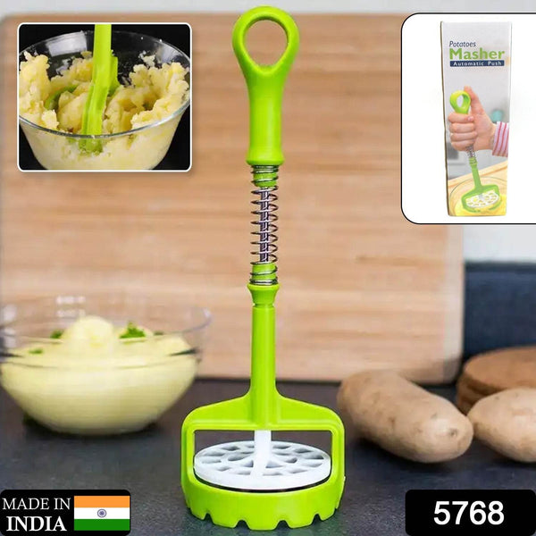 Multi Functional One-Handed Plastic Manual Mashed Potatoes Masher, Mash Sweet Potato Masher with Comfort Grip and Stainless-Steel Spring Design for Nonstick Pans (1 Pc) - dailyneed.life