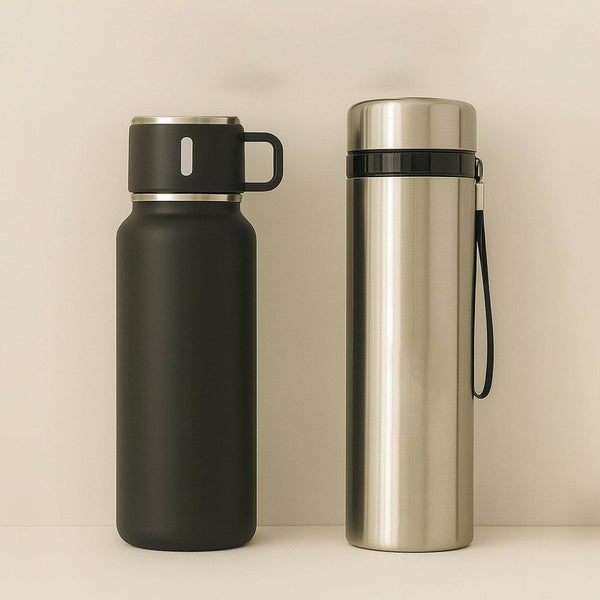 Stainless Steel Vacuum Insulated Water Bottle – 900ML Approx, Leak-Proof, Wide Mouth with Hanging Strap (Mix Color) - dailyneed.life