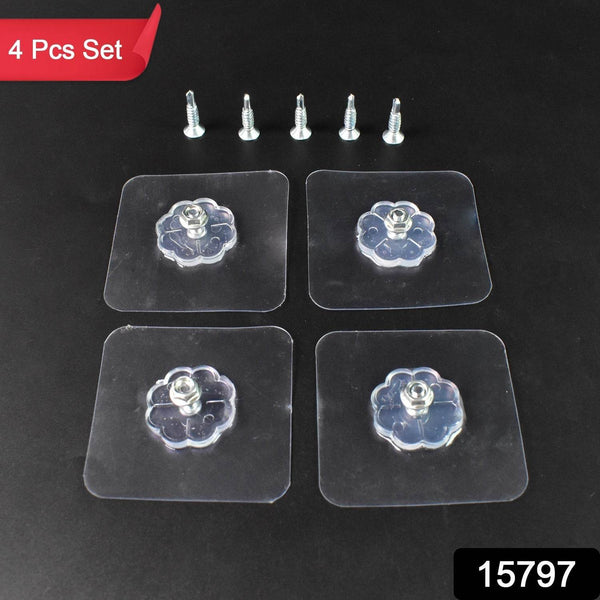Self Adhesive Hooks Sticker | Screw Nut and Bolt Type (4 Pcs Set) - dailyneed.life
