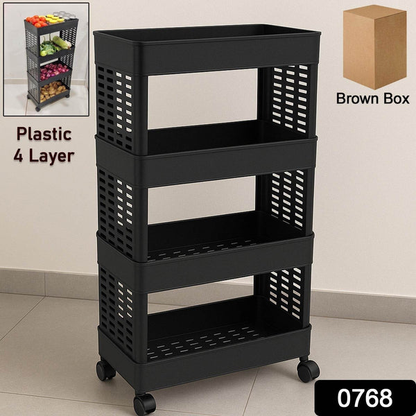 4-Layer Plastic Storage Rack with Wheels - dailyneed.life