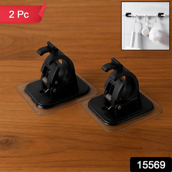 Heavy-Duty Wall-Mount Clip with Transparent Adhesive Base (2 Pc) - dailyneed.life