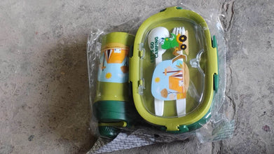 Plastic Lunch Box Leak Proof 3 Compartment with Bottle, Spoon and Fork (1 Set) - dailyneed.life