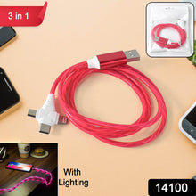 3 in 1 Charging Cable Light Up Fast Charger Lighting Cable (Mix Color) - dailyneed.life
