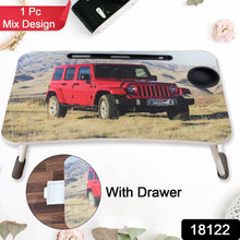 Multi-Purpose Laptop Desk for Study and Reading with Foldable, Cupholder & Drawer (1 Pc / Mix Catoon Design / 58×38 Cm) - dailyneed.life