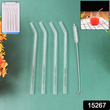 4 Pcs Reusable Glass Straws with 1 Cleaning Brushes - dailyneed.life