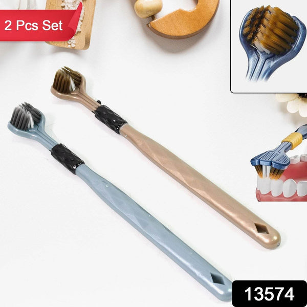 3 Sided Toothbrush, Soft Bristle Toothbrush (2 Pc Set) - dailyneed.life