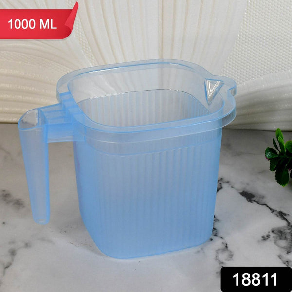 Plastic Square Transparent Bath Water Mug (1 Pc / 1000 ML / Mix Color) - dailyneed.life