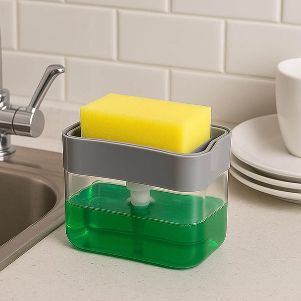 Liquid Soap Dispenser on Countertop with Sponge Holder For Pet - dailyneed.life