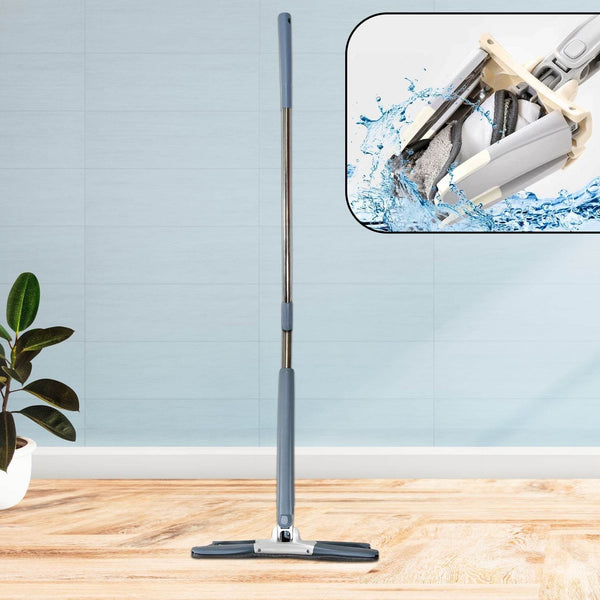 X Shape Mop or Floor Cleaning Hands-Free Squeeze Microfiber Flat Mop System 360° Flexible Head, Wet and Dry mop for Home Kitchen with 1 Super-absorbent Microfiber Pads. - dailyneed.life