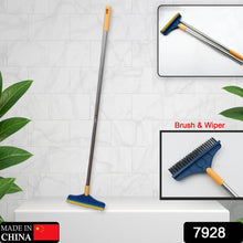 2 in 1 Cleaning Brush & Wiper , Long Handle Floor Brush, Rotatable Cleaning Brush for Bathroom, Kitchen, 120 Degree Triangular Rotating Brush Head with Wiper - dailyneed.life