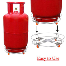 Stainless Steel Gas Cylinder Trolley with Wheels LPG Cylinder Roller Stand Movable Trolley - dailyneed.life