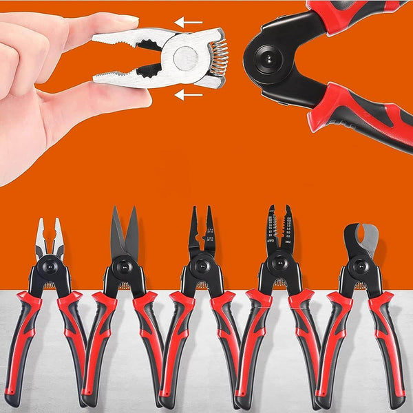 5 in 1 Wire Stripper Pliers Set, Soft Grip, Anti-Slip, Alloy Steel, Cutting, Gripping, Stripping - dailyneed.life