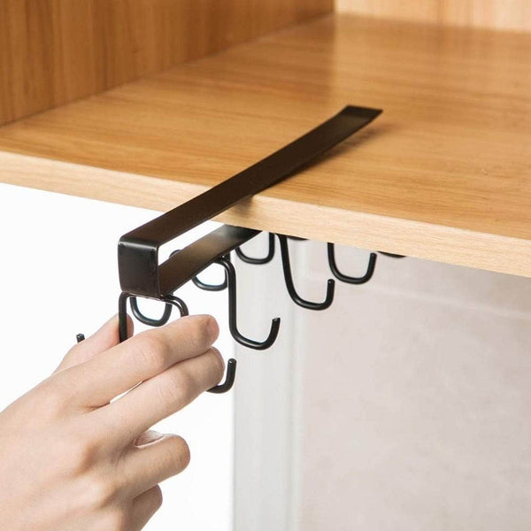 Double-Row Metal cupholder Rack, Multi-Purpose Iron Hanger with 6 Hooks (1 Pc) - dailyneed.life