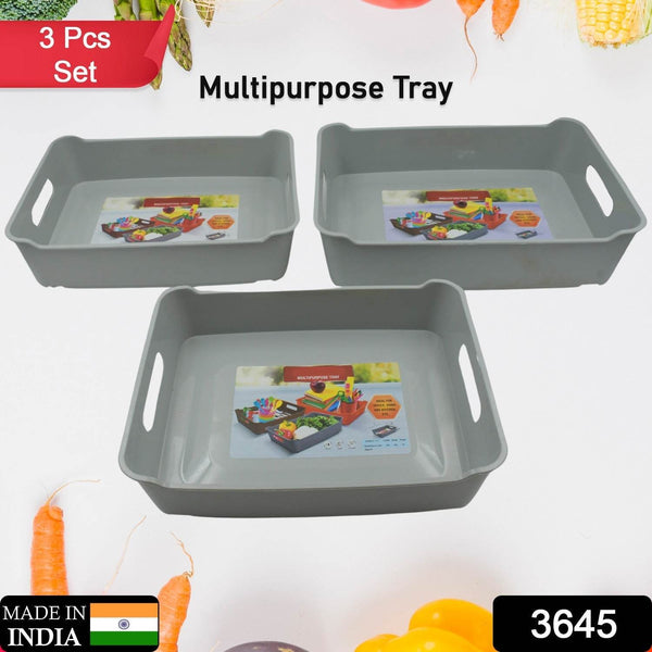 Multipurpose Organising & Storage Plastic Tray, Fruit & Vegetable/ Multi Purpose Tray, Organizer for Kitchen, Countertop, Cabinet, Bathroom Plastic Storage Basket For Store Fruits, Vegetables, Magazines, Cosmetics, Stationary Set of 3 - dailyneed.life