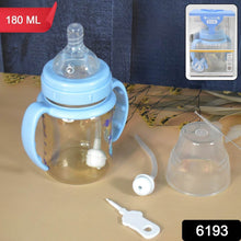Plastic Baby Feeding Bottle with Handles, Cleaning brush & Straw (180 ML / 1 Pc) - dailyneed.life