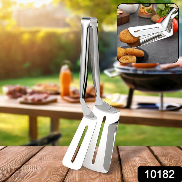 Stainless Steel Cooking Tong - Multifunctional Slotted Fish Double-Sided Spatula (1 Pc / 23 Cm) - dailyneed.life