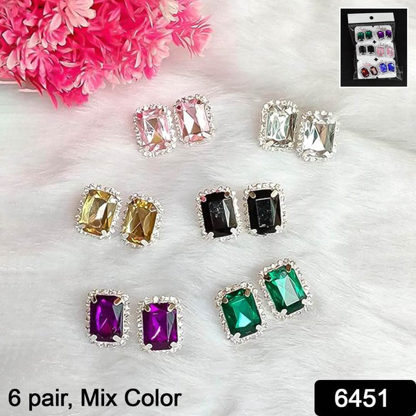 Diamond Jewellery Interchangeable Triangular Shaped Earrings (6 Pari / Mix Color & Design) - dailyneed.life