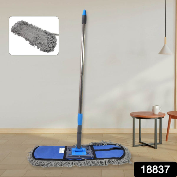Wet and Dry Cotton Pad Floor Mop with Long Aluminium Handle (1 Pc / Large) - dailyneed.life