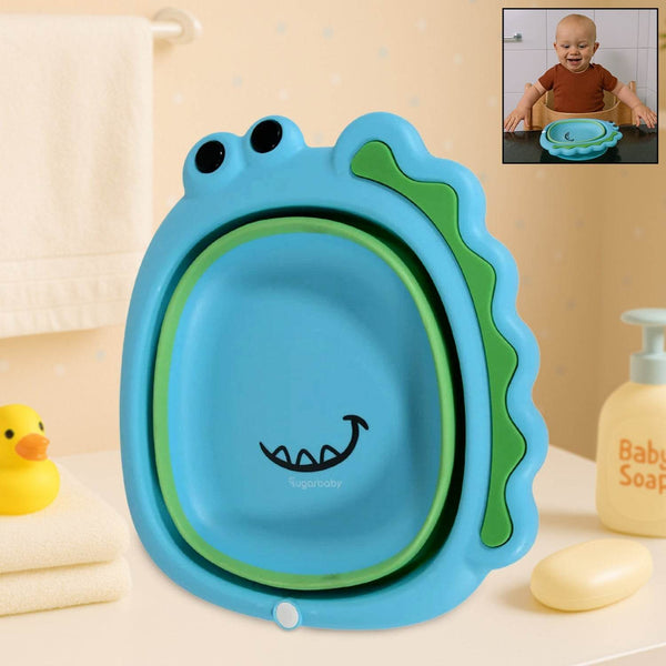Frog Shape Foldable Baby Wash Basin, Space-Saving Lightweight Face Washing Tub (33×31cm / 1 Pc) - dailyneed.life