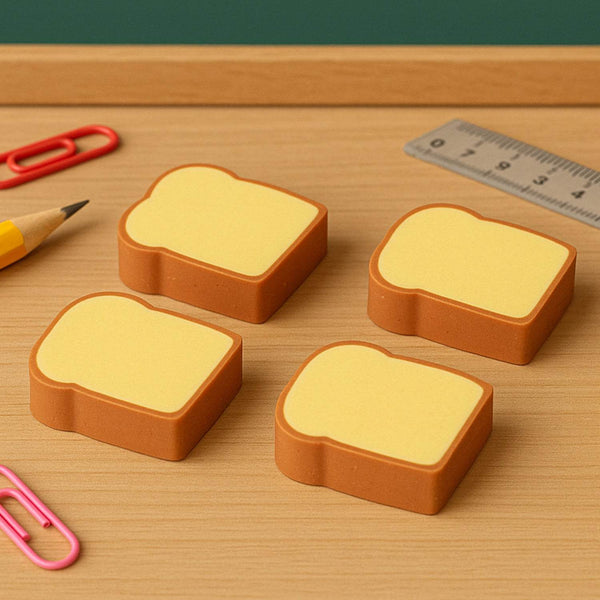 3D Toast Bread Shape Eraser for Kids, Cartoons Erasers Toast Bread Erasers Bread Shaped Eraser for Students, Gift, Cute Fun Food Erasers for School Classroom, Stationery for Boys & Girls (4 Pcs Set) - dailyneed.life