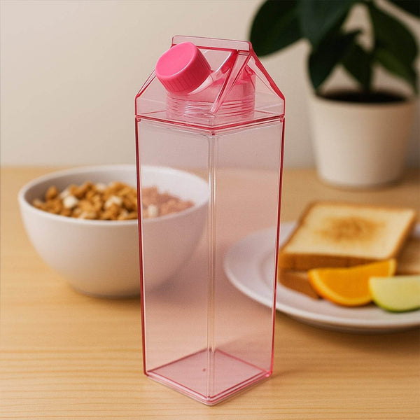 Plastic Milk Carton Colorful Clear Water Bottle, 17 Oz Portable Milk Box Leakproof Square Juice Bottle for Outdoor Sports Travel Camping - dailyneed.life